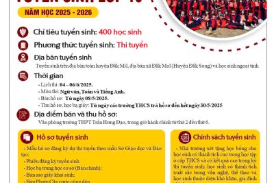 THÔNG BÁO TUYỂN SINH LỚP 10 NĂM HỌC 2025 – 2026